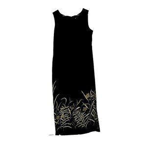 Studio 1 Maxi Dress sz 10 Sleeveless Babydoll Dark Floral Fairy Herbalist Black